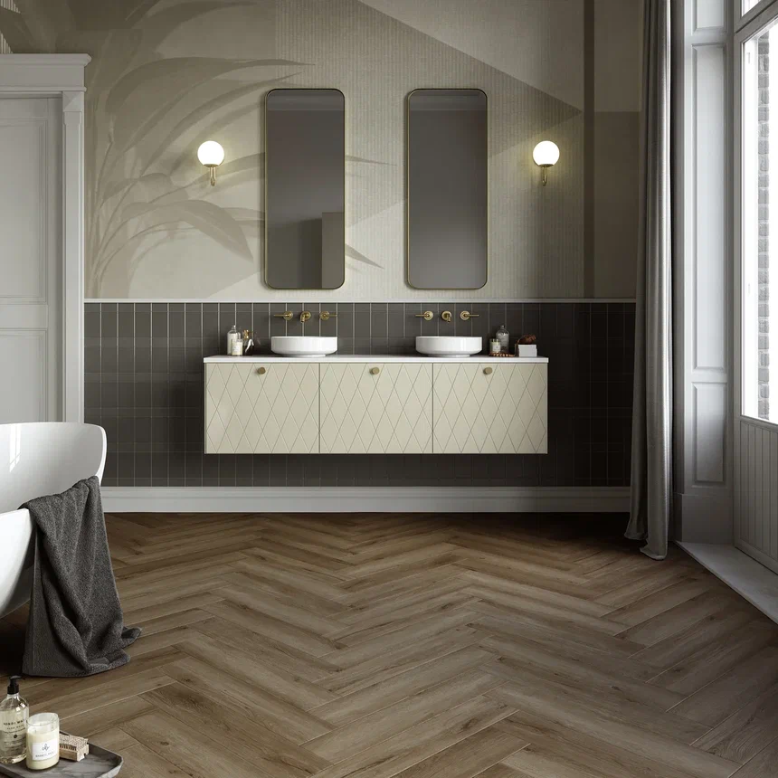 Кварцвинил Invictus Maximus Click Herringbone River Oak - Beaver