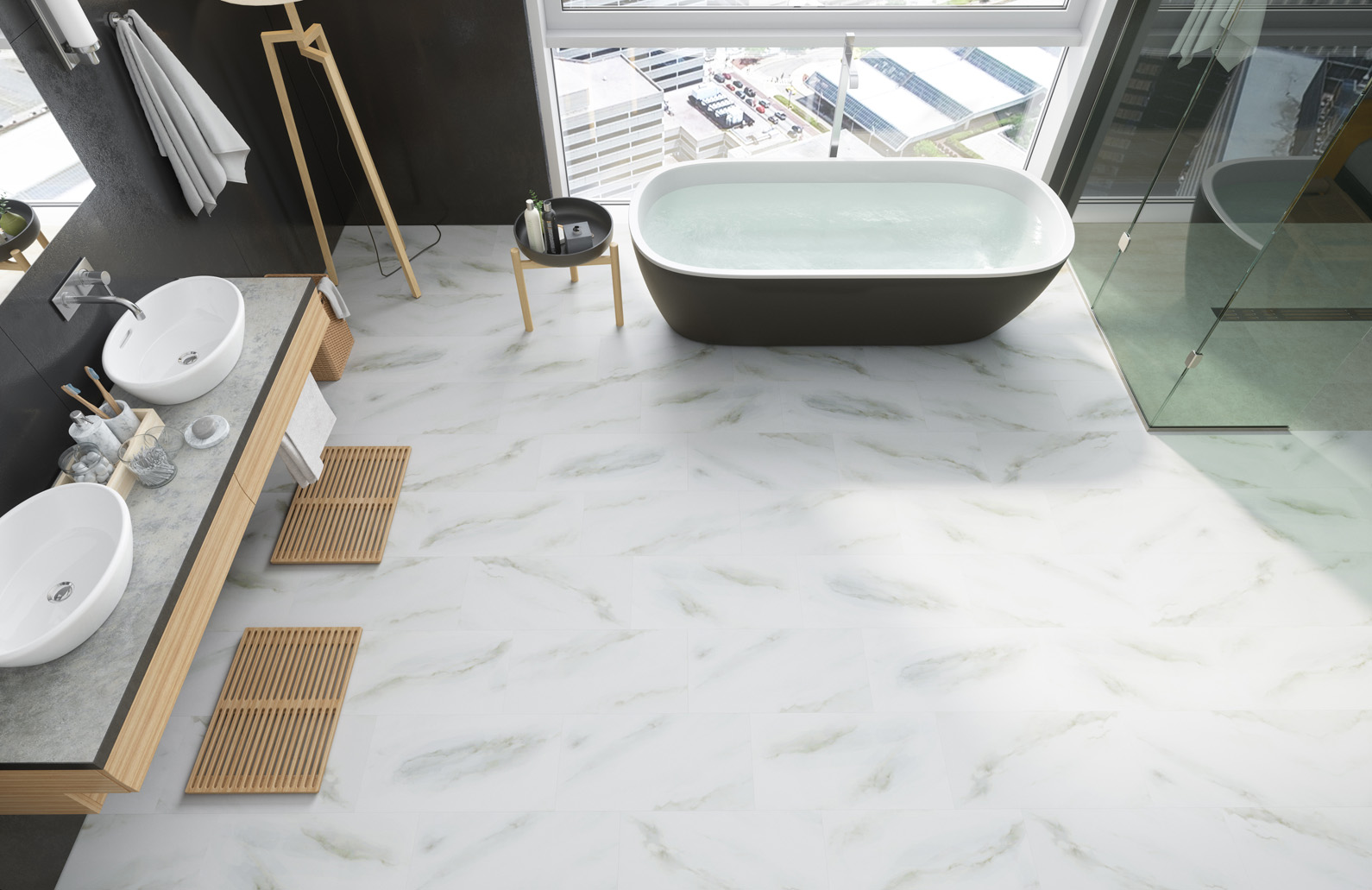 Кварцвинил Fargo Stone 6089-1 Белый Мрамор