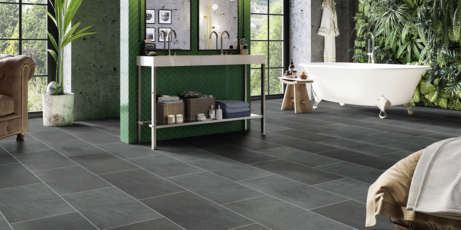 Кварцвинил Invictus Maximus Dryback Tile Groovy Granite - Lava