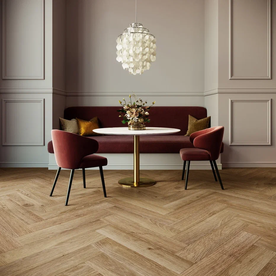 Кварцвинил Invictus Maximus Click Herringbone Highland Oak - Classic