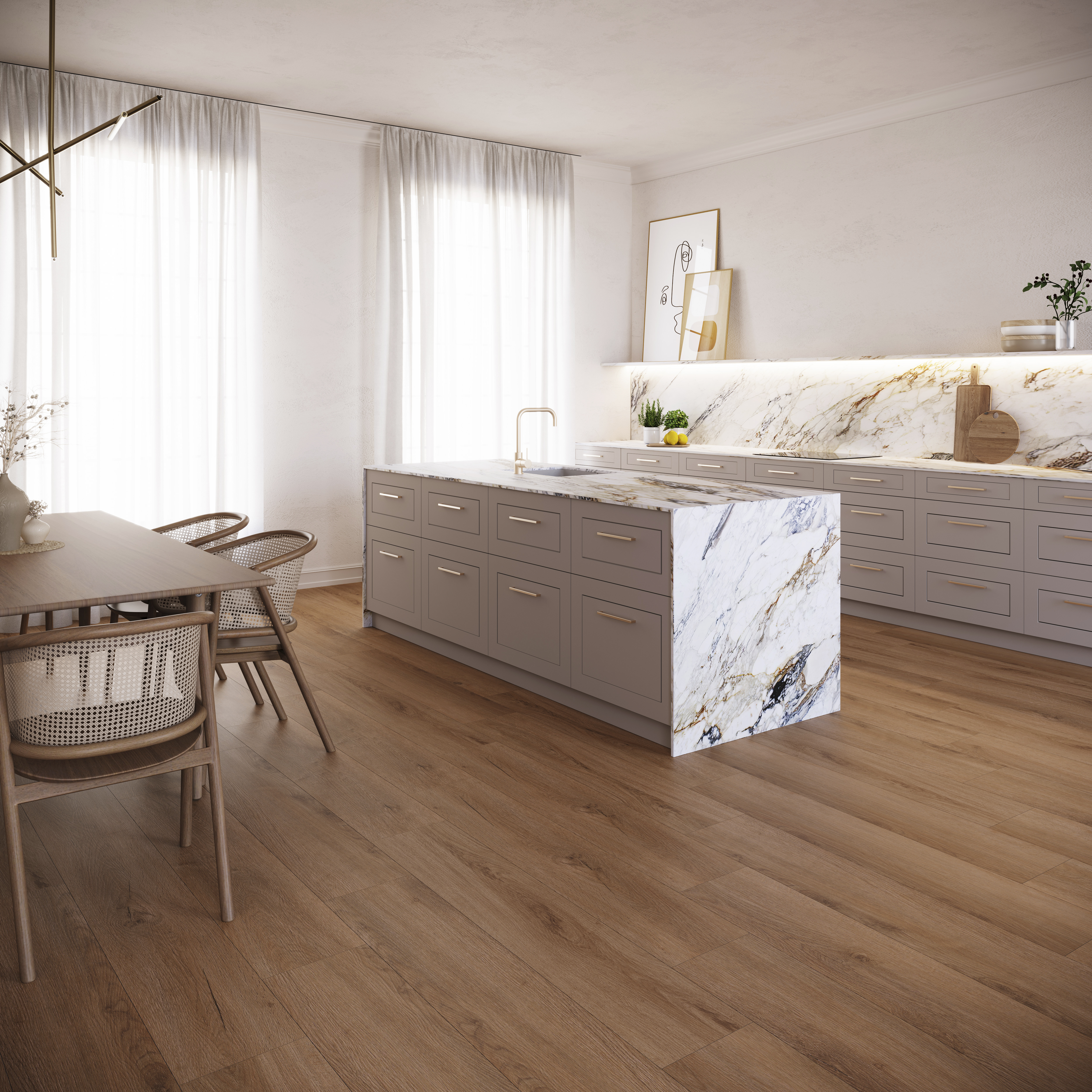 Кварцвинил Invictus Primus Dryback Plank Riviera Oak - Caramel