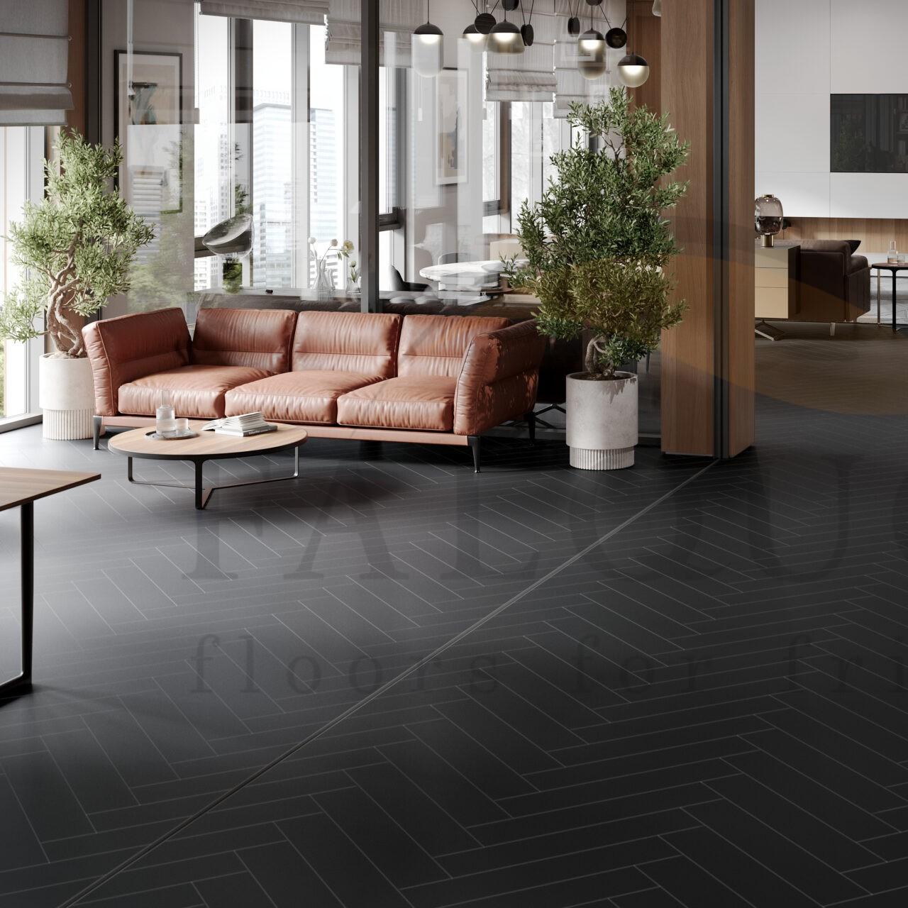 Кварцвинил The Floor Herringbone U190 Black HB