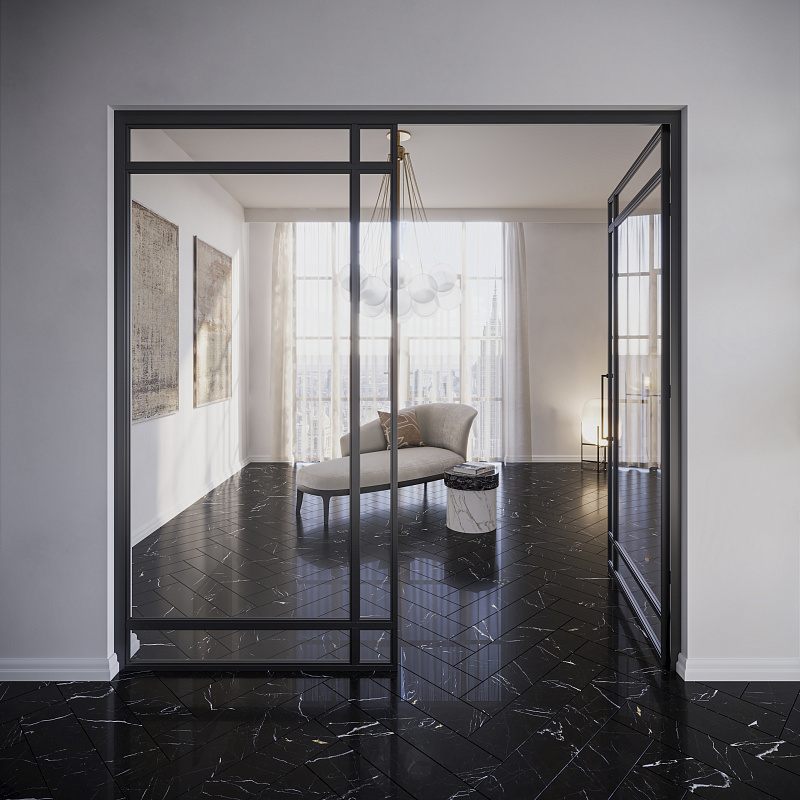 Кварцвинил Invictus Maximus Click Herringbone Black Marble - Noir
